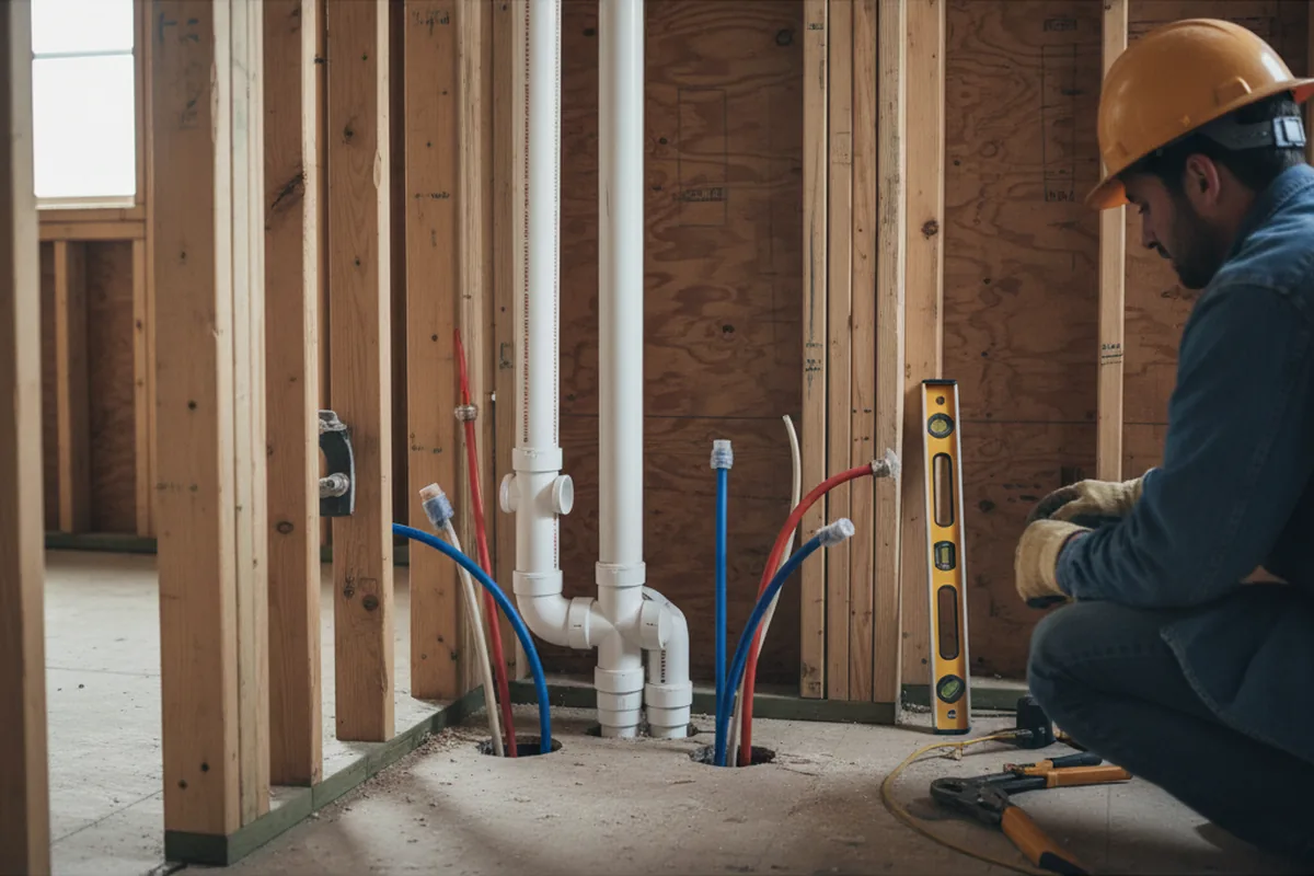 Drain and supply rough-in during Drain Cleaning in Whitt